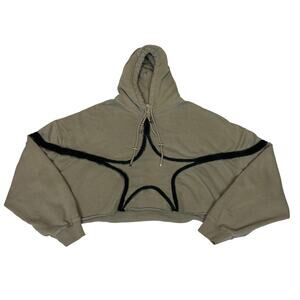 Collina Strada Taupe Star Hoodie Cropped Women's XL Streetwear Oversized